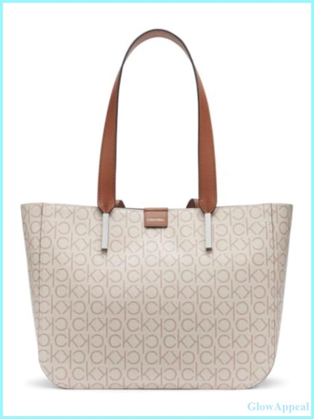 Calvin Klein Audrey East West Tote Textured PVC Snap Closure Satchel